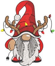 Dwarf with garland and horns embroidery design