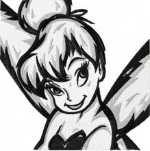 Tinkerbell Black and White embroidery design