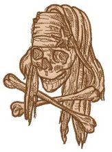 Jack Sparrow's skull embroidery design