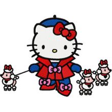 Hello Kitty with Small Dogs embroidery design