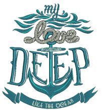 Love deep like ocean embroidery design