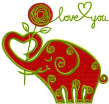Valentine's Day Funny Elephant embroidery design