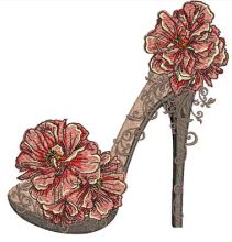 High heel shoe embroidery design