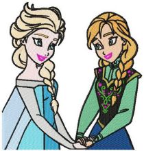 Anna and Elsa embroidery design