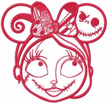 Sally mickey mouse ears one color embroidery design