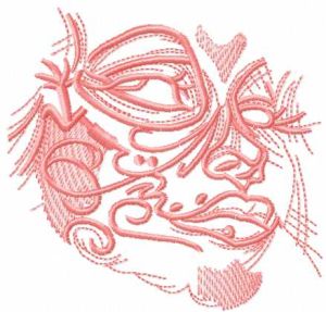 Pink tribal girl face embroidery design