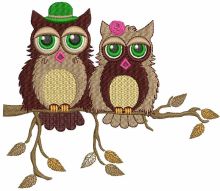 Autumn owls embroidery design