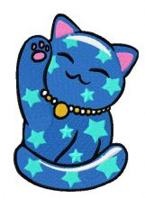 Maneki Neko star kitty 2 embroidery design