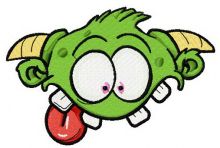 Green horny monster embroidery design