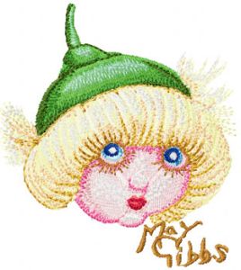 Snugglepot with Gumnut Hat  embroidery design