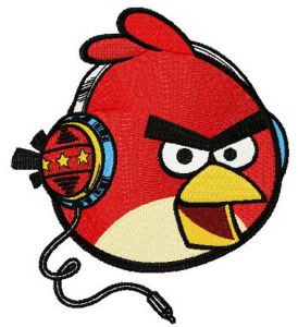 Angry bird music fan embroidery design