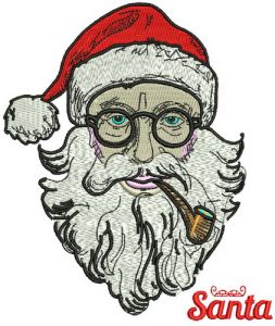 Santa with tobacco pipe embroidery design
