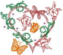 Vintage heart embroidery design
