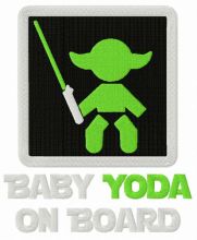 Baby Yoda on board embroidery design