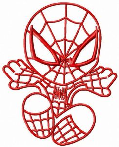 Chibi Spiderman attacks embroidery design