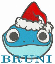 Bruni in Santa hat embroidery design