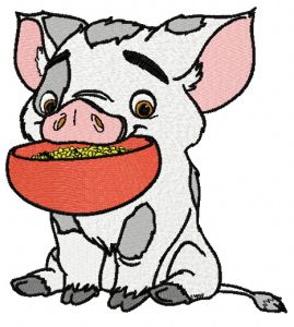 Pua with bowl embroidery design
