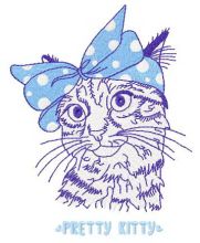 Kitty with polka-dot bow embroidery design