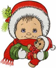 Christmas boy with toy embroidery design
