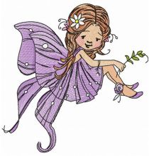 Purple winged fairy embroidery design