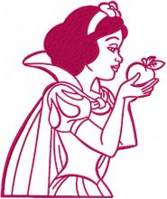 Snow white with apple one colored embroidery design