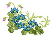 Blue and violet field flowers embroidery design
