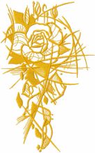 Gold sketch rose embroidery design