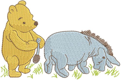 Classic Winnie The Pooh and Eeyore Embroidery Design