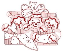 Gingerbread trio 2 embroidery design
