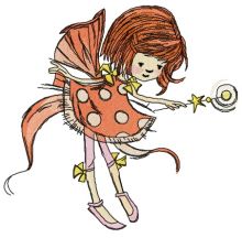 Fairy in polka dot dress embroidery design