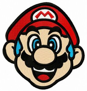 Blue-haired Mario embroidery design