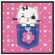 Kitten in pocket embroidery design