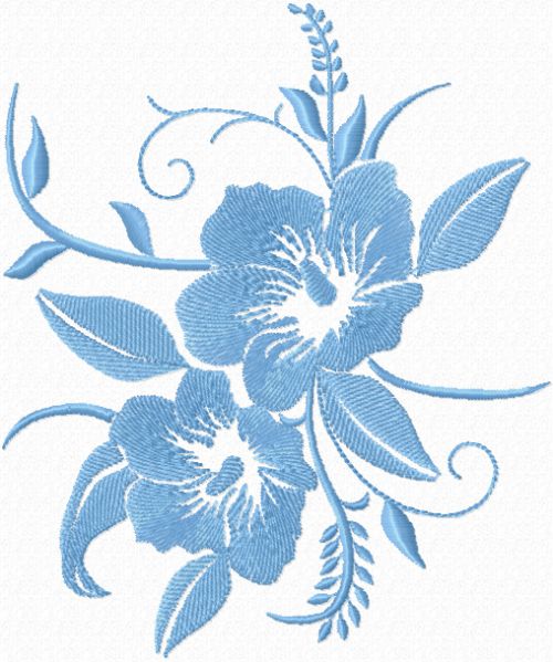 Free Blue flowers machine embroidery design