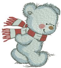Bear in a warm striped scarf 4 embroidery design