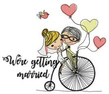 Just married on bike embroidery design