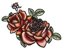 Tea roses with bud embroidery design