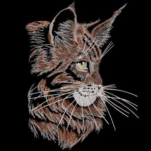 Maine Coon cat sketch embroidery design