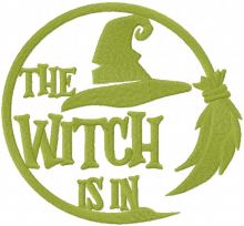 Witch badge one colored embroidery design