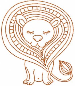 Lion contour embroidery design