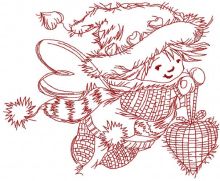 Christmas flying fairy embroidery design