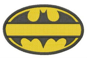 Batman oval yellow monogram embroidery design