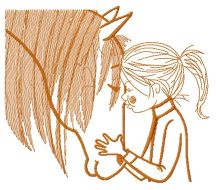 Kid and horse embroidery design