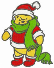 Pooh in Santa Claus costume embroidery design