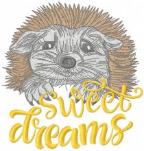 Hedgehog sweet dreams embroidery design