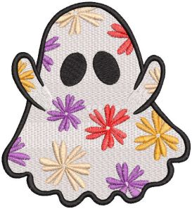Floral ghost  embroidery design