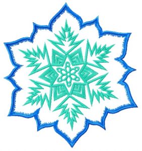 Blue and green snowflake embroidery design
