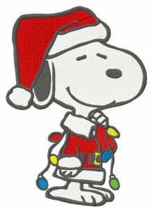 Snoopy with garland embroidery design
