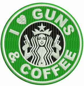 I love guns and coffee embroidery design