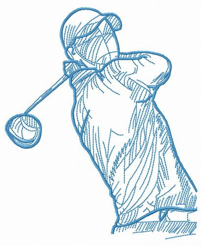 Golfer with club machine embroidery design