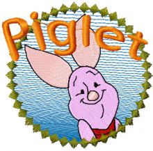 Piglet badge embroidery design